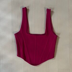 Dynamite Square Neck Corset Crop Top - Deep Red